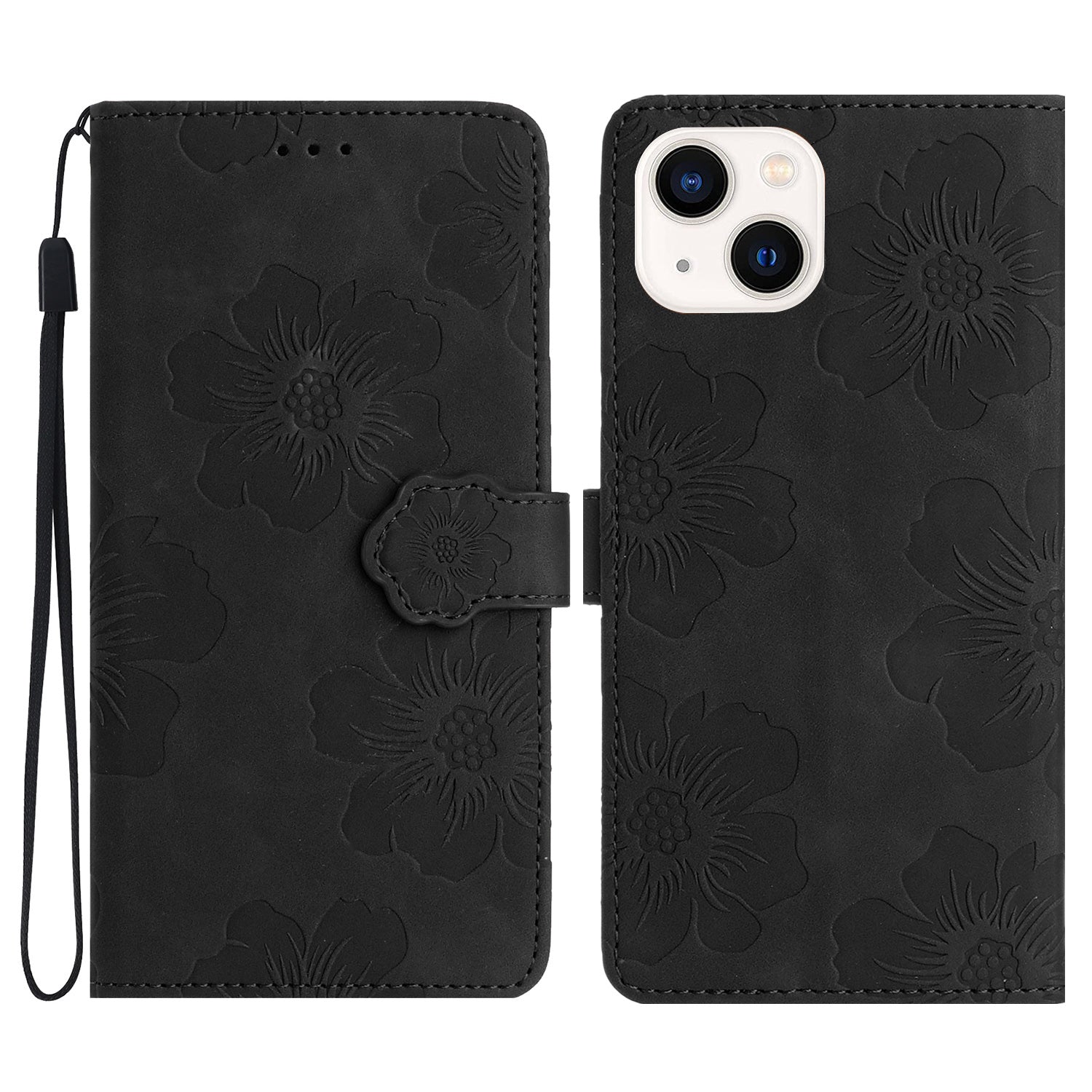 For iPhone 14 Plus PU Leather Phone Shell Wallet Cover Imprinted Flower Pattern Flip Stand Case For iPhone 14 Plus PU Leather Phone Shell Wallet Cover Imprinted Flower Pattern Flip Stand Case
